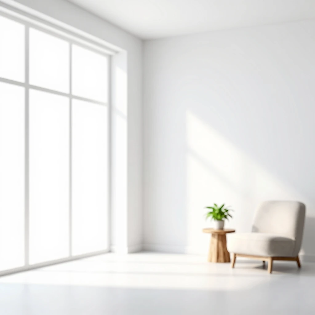 Minimalistisches Wohnzimmer mit viel Freiraum und natürlichem Licht