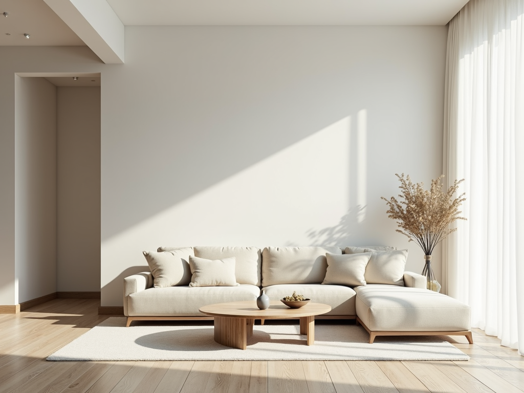 Minimalistisches Wohnzimmer mit klaren Linien und neutralen Farben
