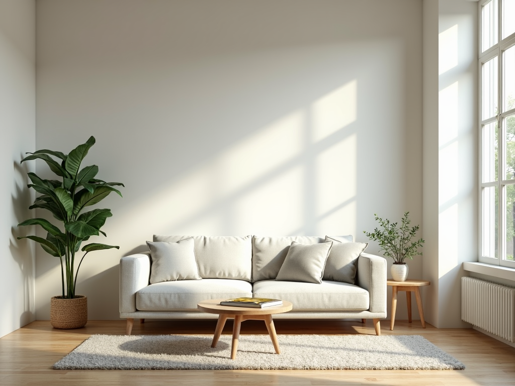 Minimalistisches Wohnzimmer mit natürlichem Licht
