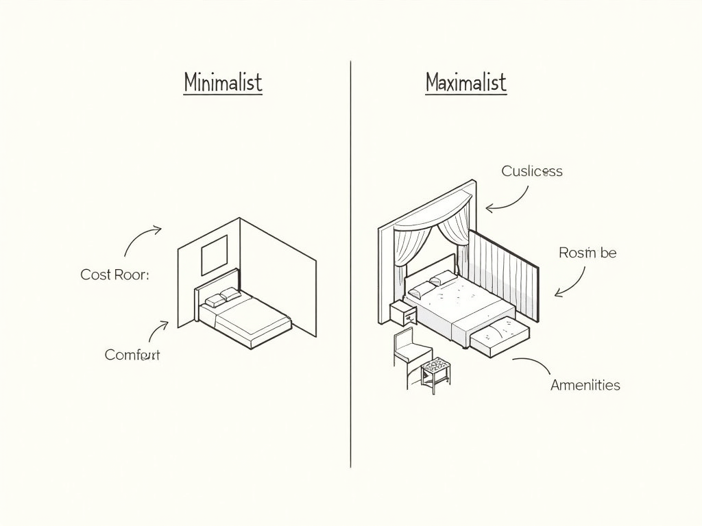 Infografik: Minimalismus vs. Maximalismus in Unterkünften