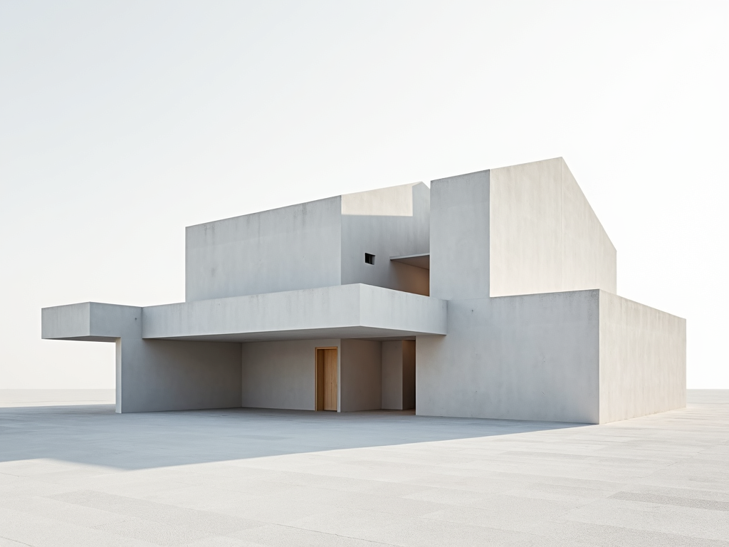 Minimalistisches Gebäude mit einer einfachen, geometrischen Fassade
