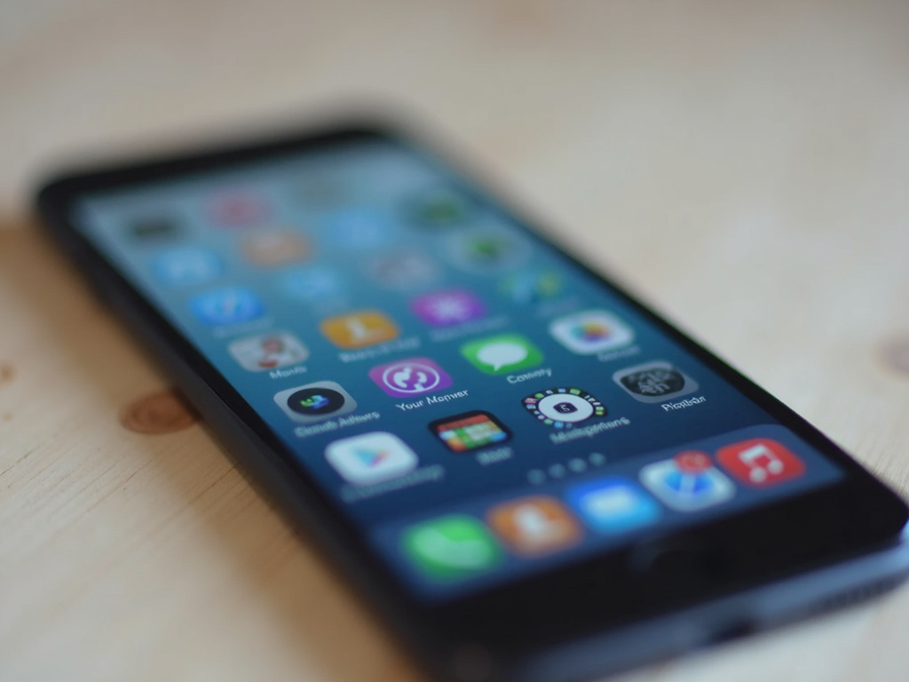 Ein Smartphone-Bildschirm mit einem minimalistischen Startbildschirm