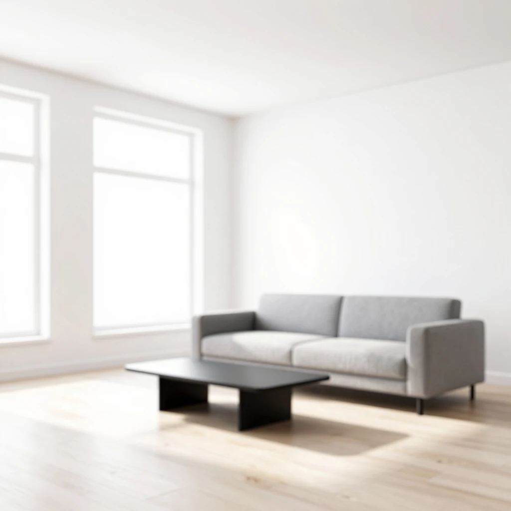 Minimalistisches Wohnzimmer: Viel Weißraum, einfache Möbel und natürliches Licht schaffen Ruhe und Klarheit