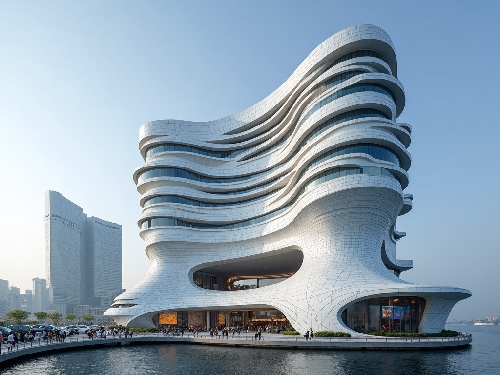 Das Morpheus Hotel in Macau, ein futuristisches Gebäude mit skulpturalem Design.
