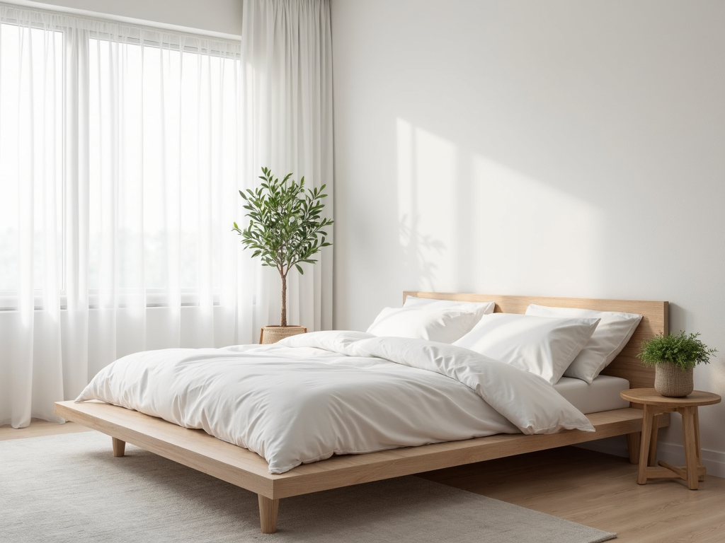 Ruhiges Schlafzimmer mit minimalistischem Design