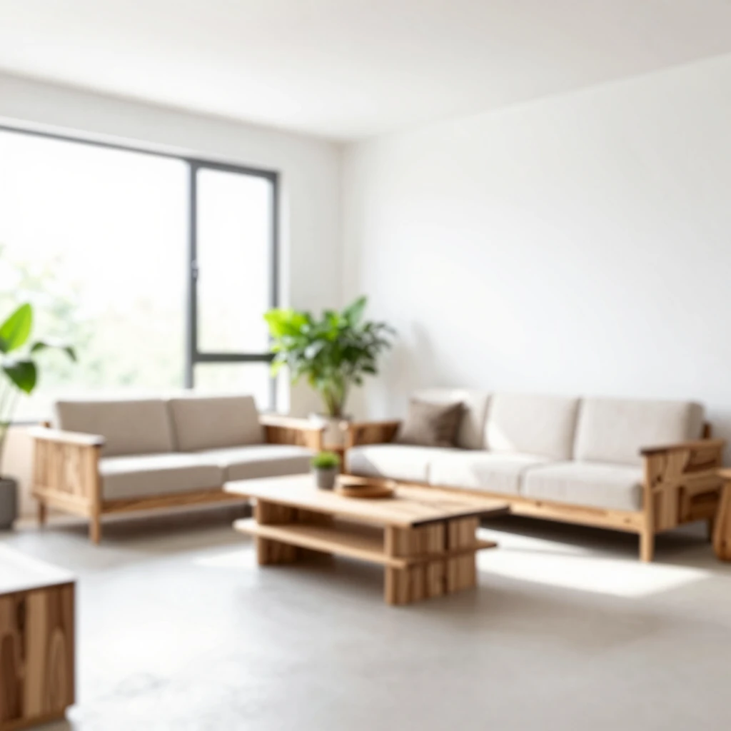 Minimalistisches Wohnzimmer mit nachhaltigen Elementen