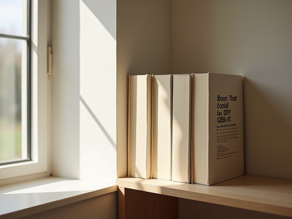 Minimalist library with only a few cherished books neatly arranged.