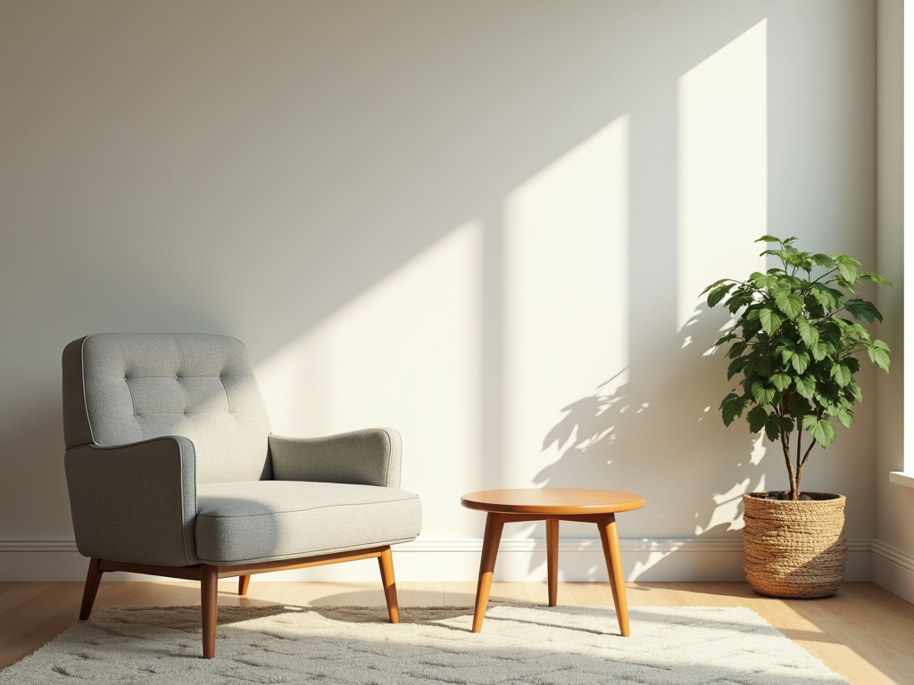 Minimalistisches Wohnzimmer mit natürlichem Licht