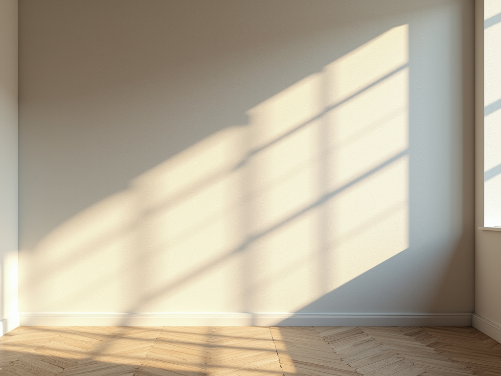 Eine Wand mit einem einzelnen Schatten im weichen Morgenlicht