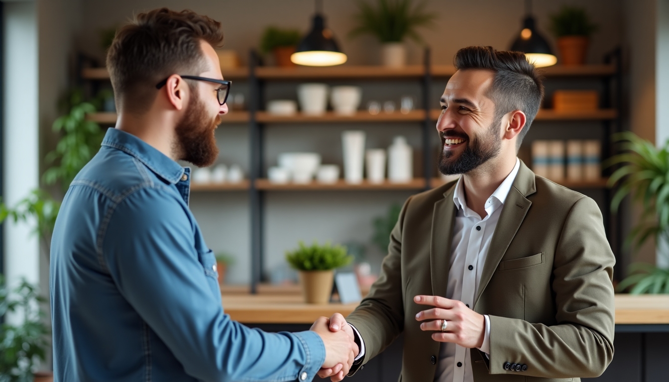 Zwei Unternehmer besiegeln eine Partnerschaft