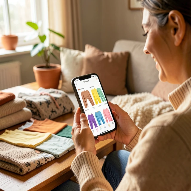 Smartphone mit Second-Hand-App für nachhaltige Mode