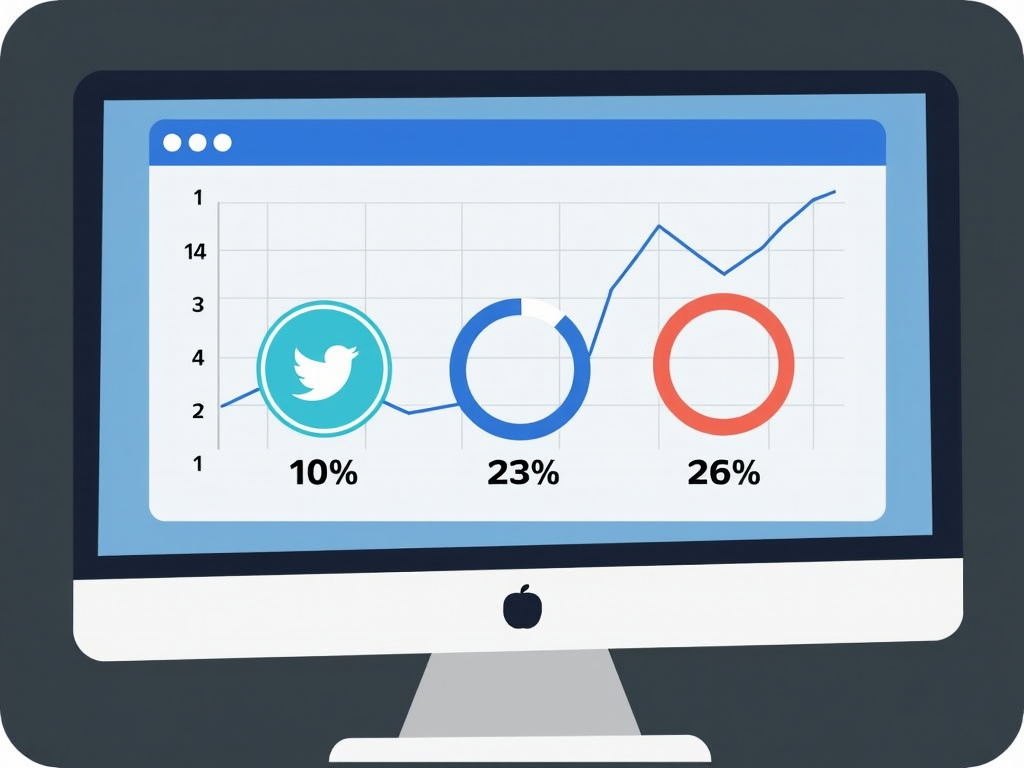 Diagramm mit Social Media Leistungsmetriken auf einem Bildschirm