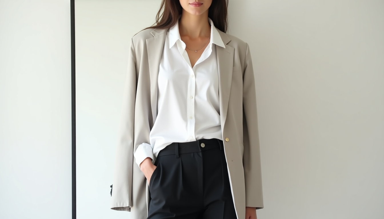Person vor dem Spiegel in minimalistischem Outfit
