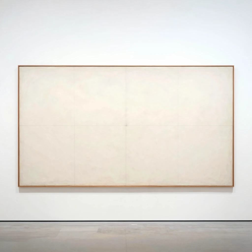 Agnes Martins Gittergemälde an einer Museumswand