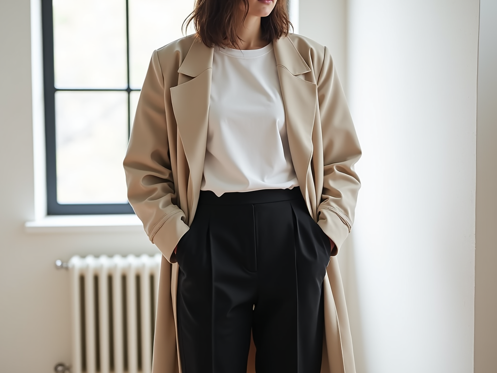 Person in minimalistischem Outfit mit zeitlosen Stücken