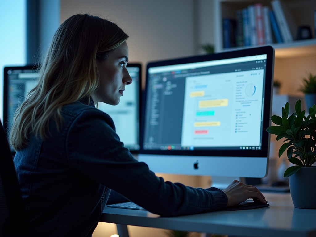 Eine Person organisiert digitale Dateien am Computer.