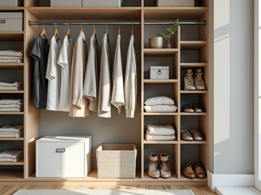 Aufgeräumter Kleiderschrank