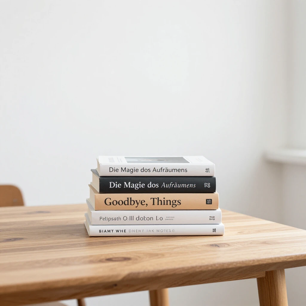 Stapel inspirierender Bücher zum Minimalismus