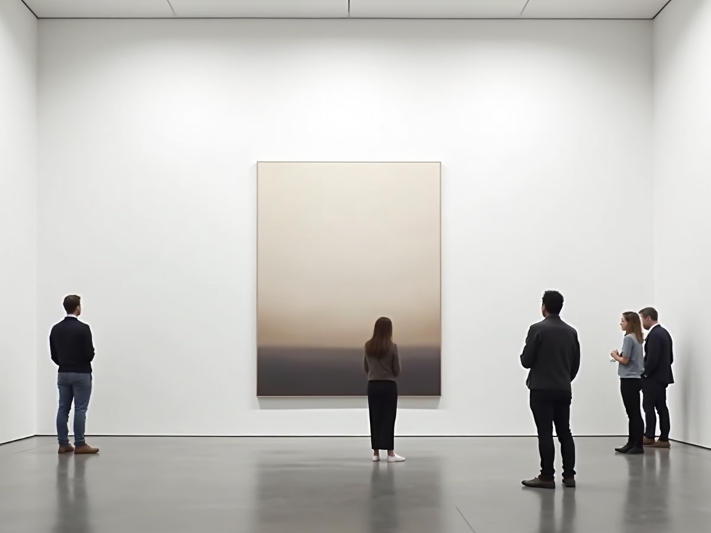 Minimalistische Gemäldeausstellung in einem Museum mit ruhigem Ambiente