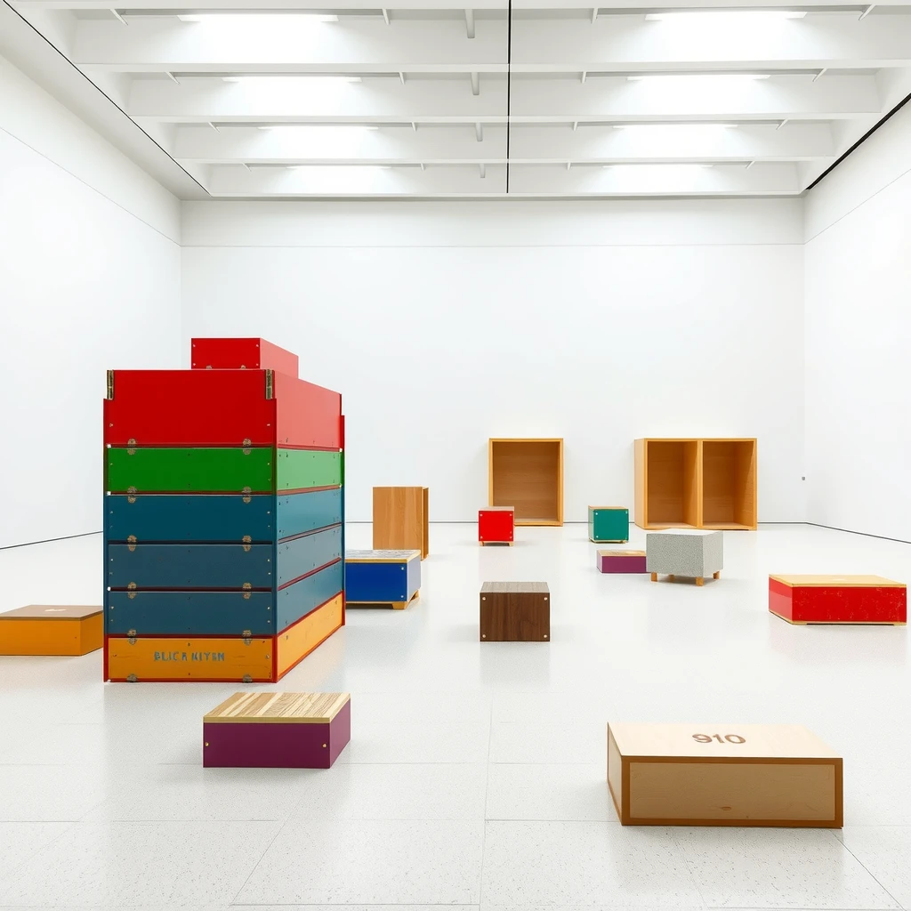 Installation von Donald Judds spezifischen Objekten im MoMA New York