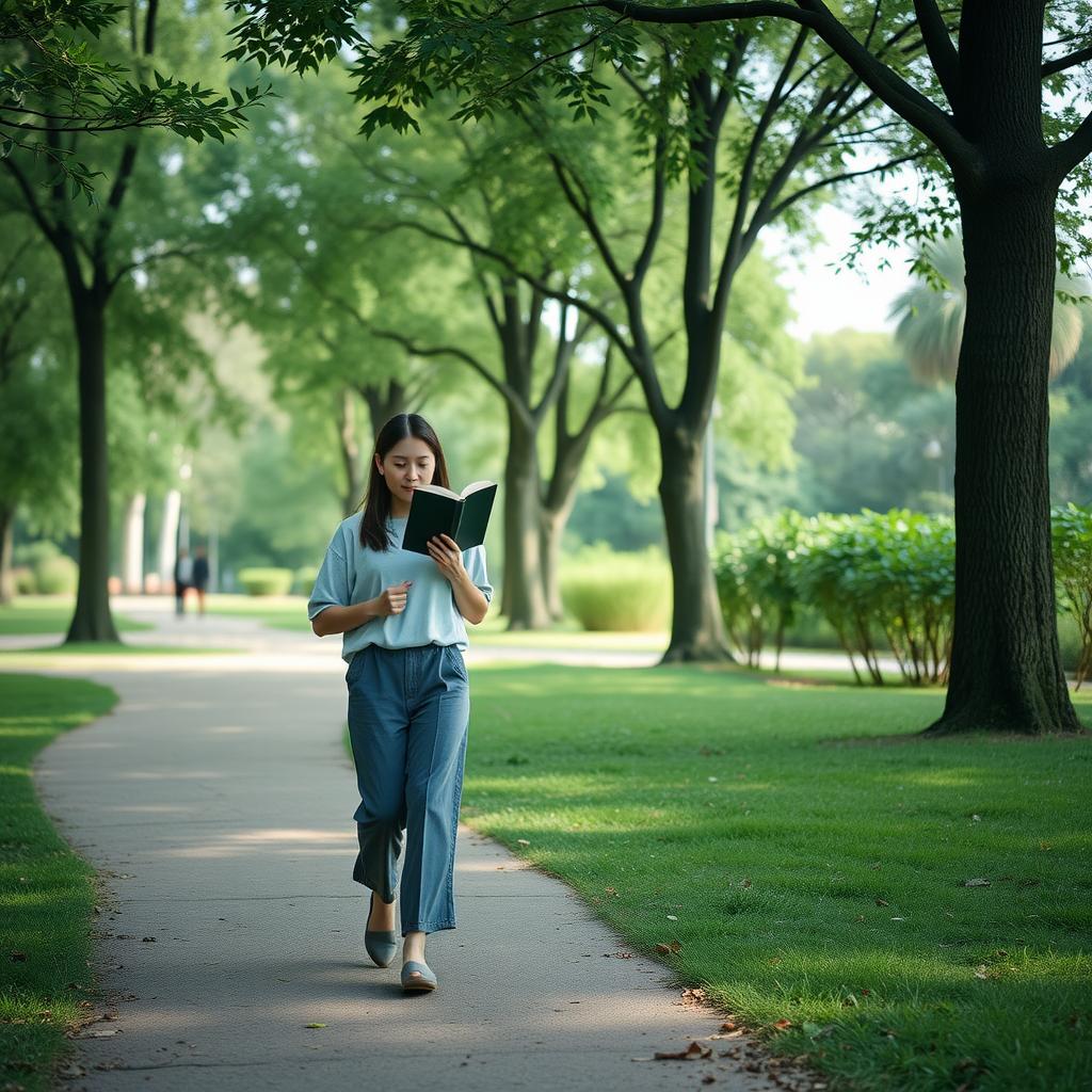 Eine Person in der Natur, die ein ausgewogenes Leben symbolisiert