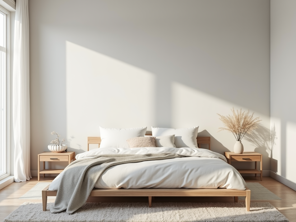 Minimalistisches Schlafzimmer mit essentiellen Möbeln