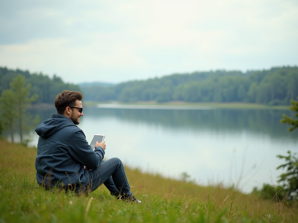 Person genießt die Natur ohne digitale Ablenkungen.