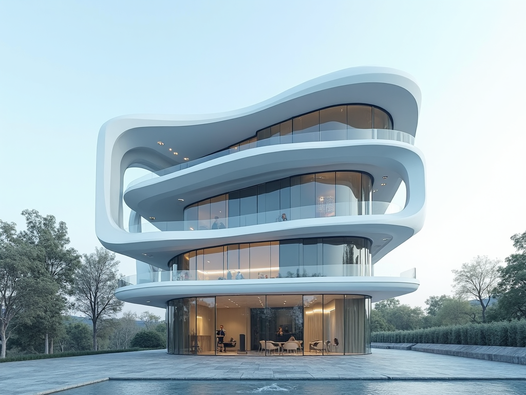 Ein futuristisches Gebäude mit integrierter Technologie.