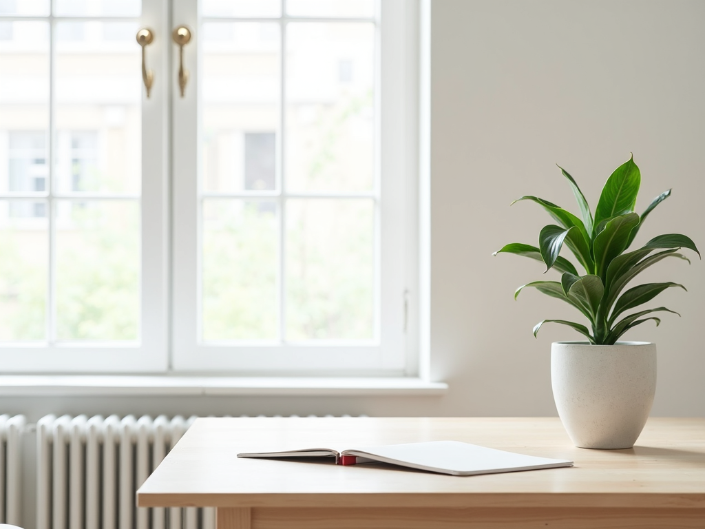 Minimalistischer Arbeitsplatz mit natürlichem Licht