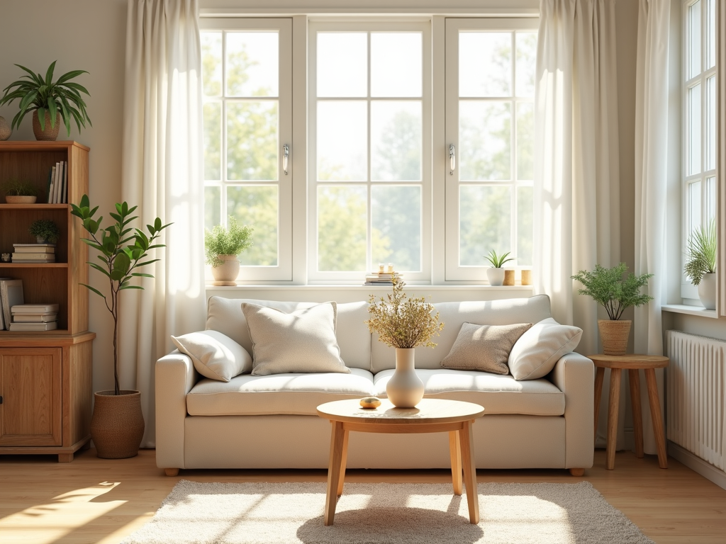 Minimalistisches Wohnzimmer mit natürlichem Licht