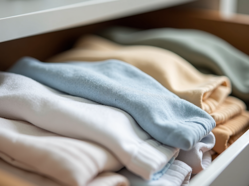 Eine ordentlich gefaltete Schublade nach der KonMari-Technik