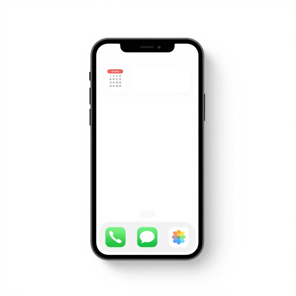Ein minimalistisches Smartphone-Display mit nur wenigen essenziellen Apps, sauber und ohne Benachrichtigungen.