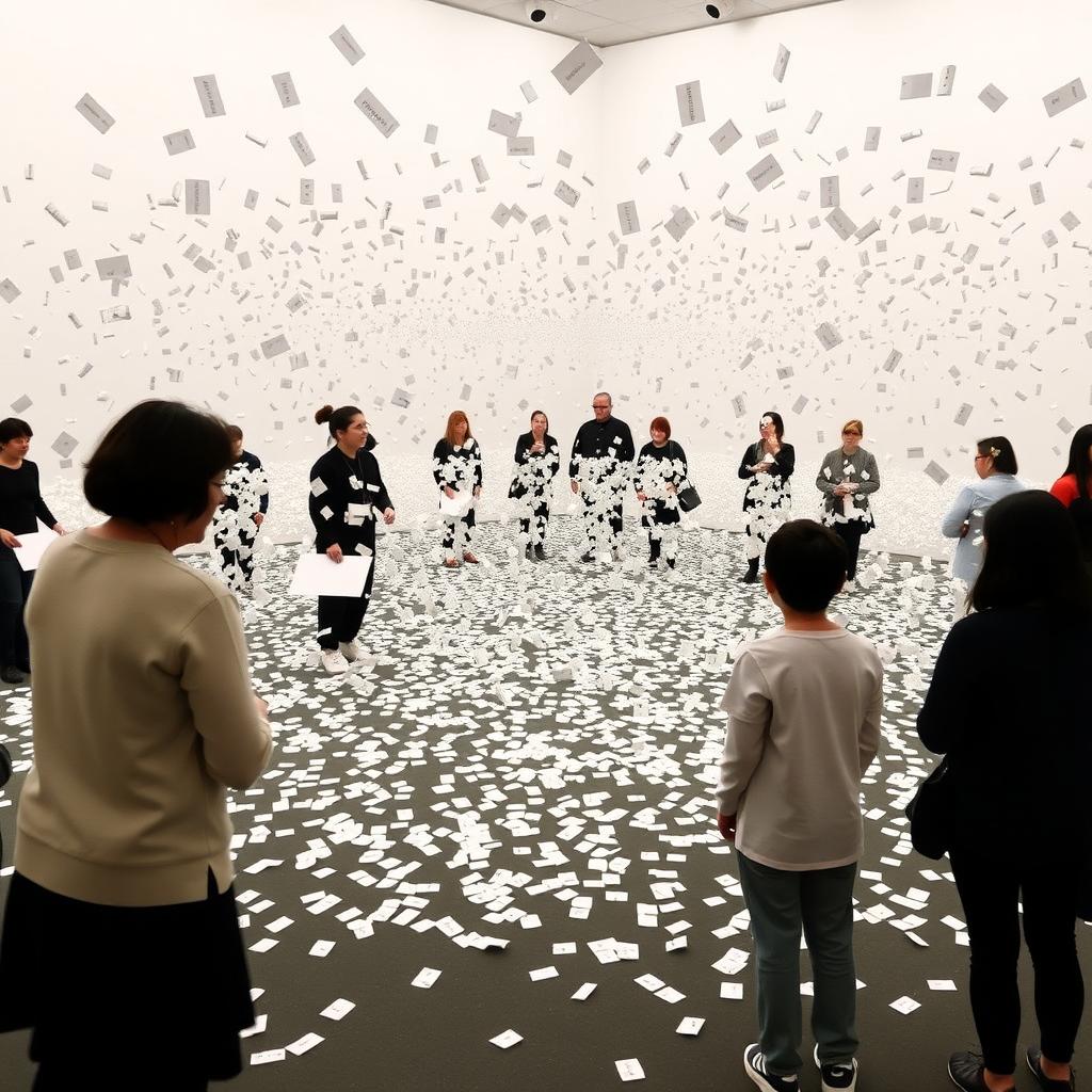 Yoko Ono interaktive Kunstinstallation, bei der Zuschauer an einem Teil des Werkes teilnehmen