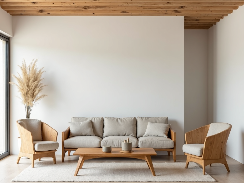 Minimalistisches Wohnzimmer mit nachhaltigen Möbeln