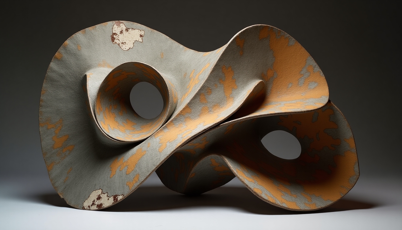 A post-minimalist sculpture blending simplicity and complexity through textures and materials.