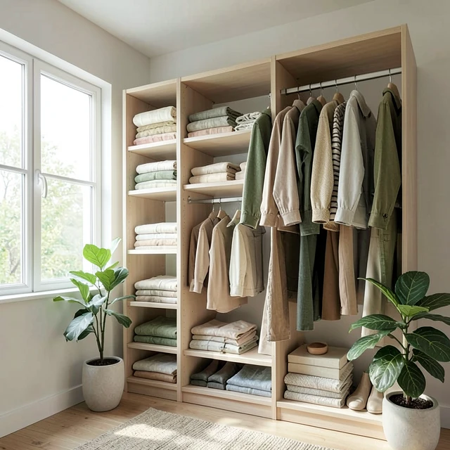 Minimalistischer Kleiderschrank mit nachhaltiger Second-Hand-Mode