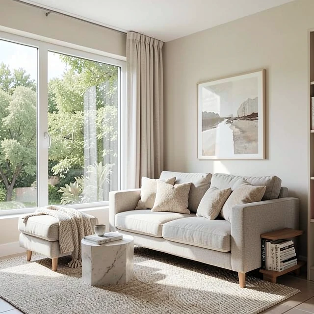 Minimalistisch eingerichtetes Wohnzimmer für mehr Achtsamkeit