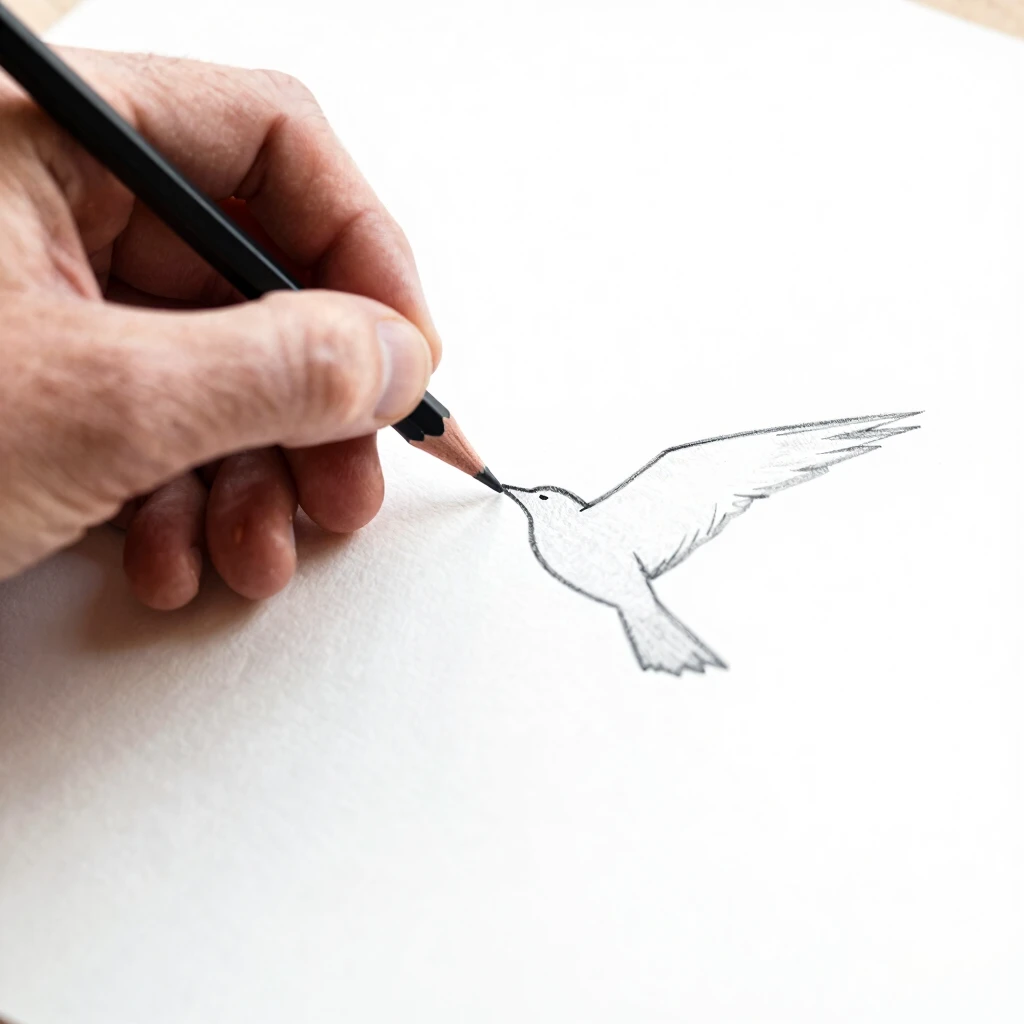 Hand zeichnet Vogel-Silhouette durch Negativraum