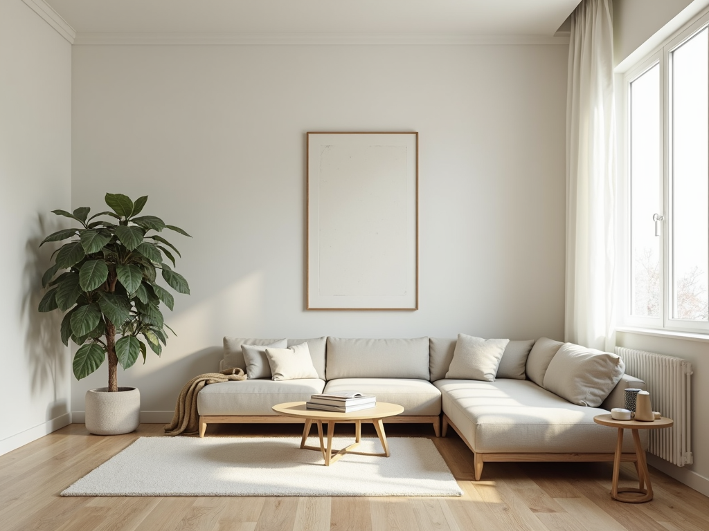 Ein minimalistischer Wohnraum, der Ruhe und Klarheit ausstrahlt.