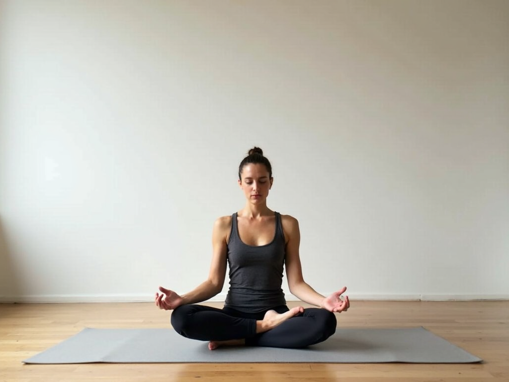 Eine Person meditiert in einer minimalistischen Umgebung