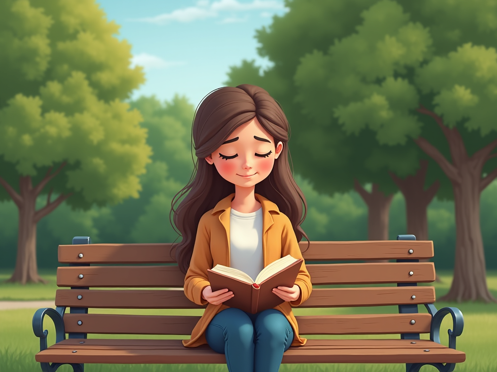 Eine Person liest ein Buch in einem Park.