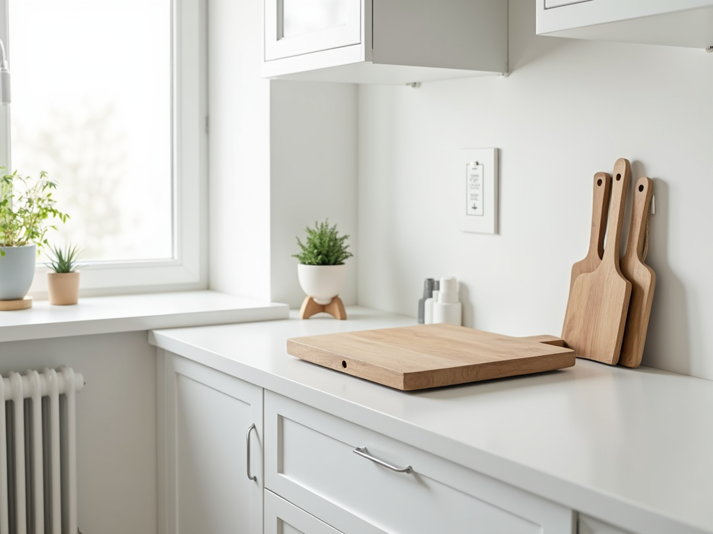 Minimalistische Küche mit aufgeräumter Arbeitsfläche