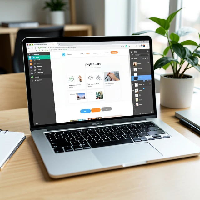 Figma Design-Tool mit minimalistischer Website-Vorlage