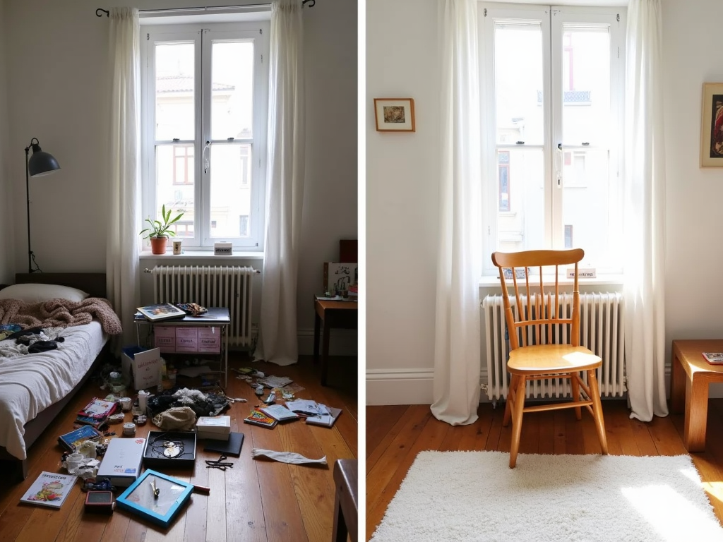 Vorher-Nachher: Ein minimalistisches Wohnzimmer mit Second-Hand-Funden