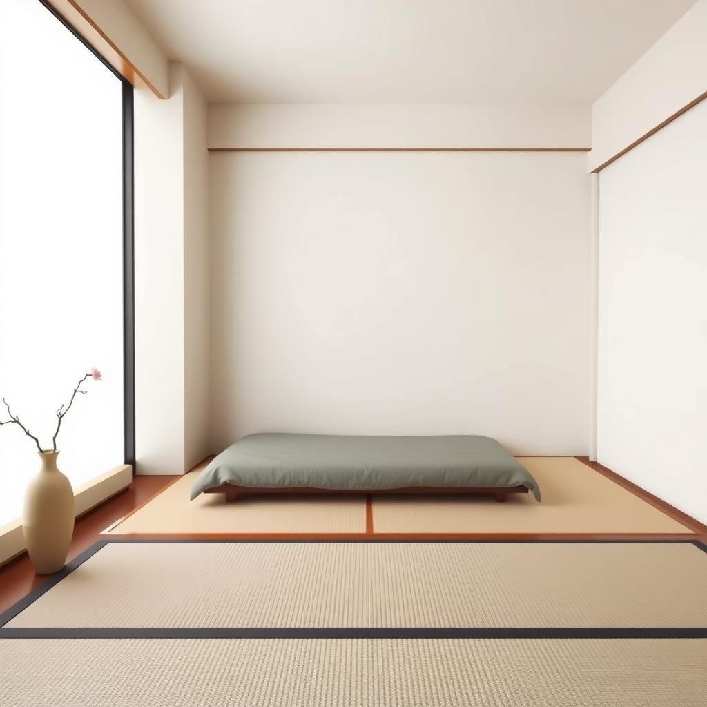 Ein minimalistisches japanisches Schlafzimmer