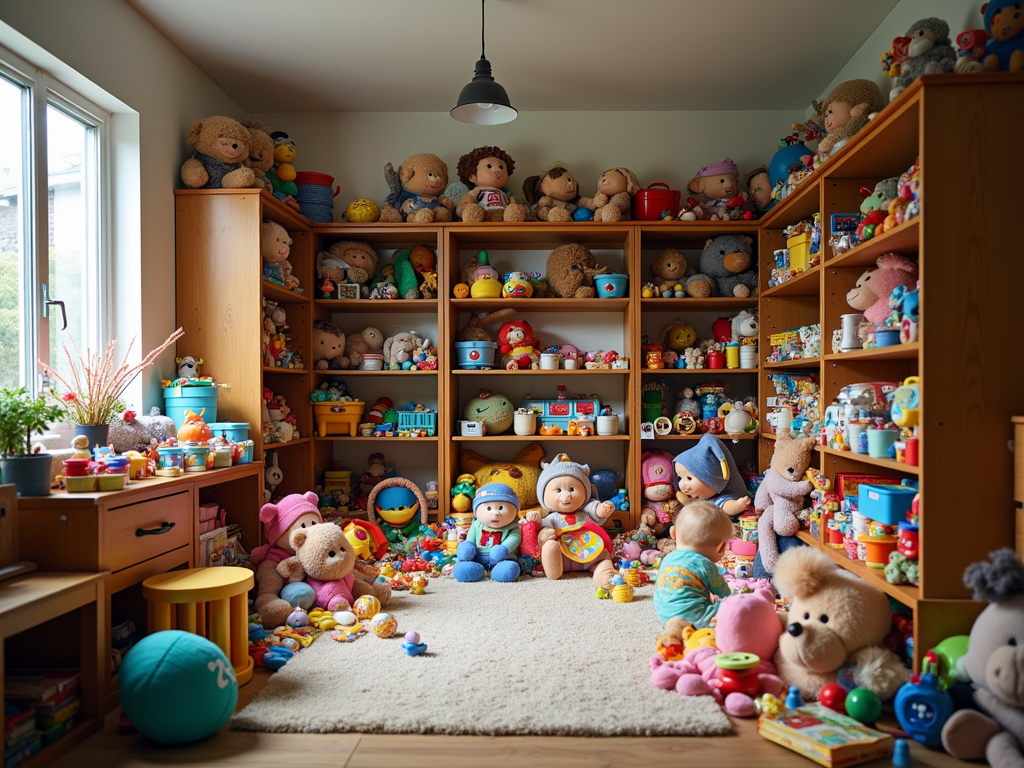 Ein unaufgeräumtes Kinderzimmer mit verstreutem Spielzeug
