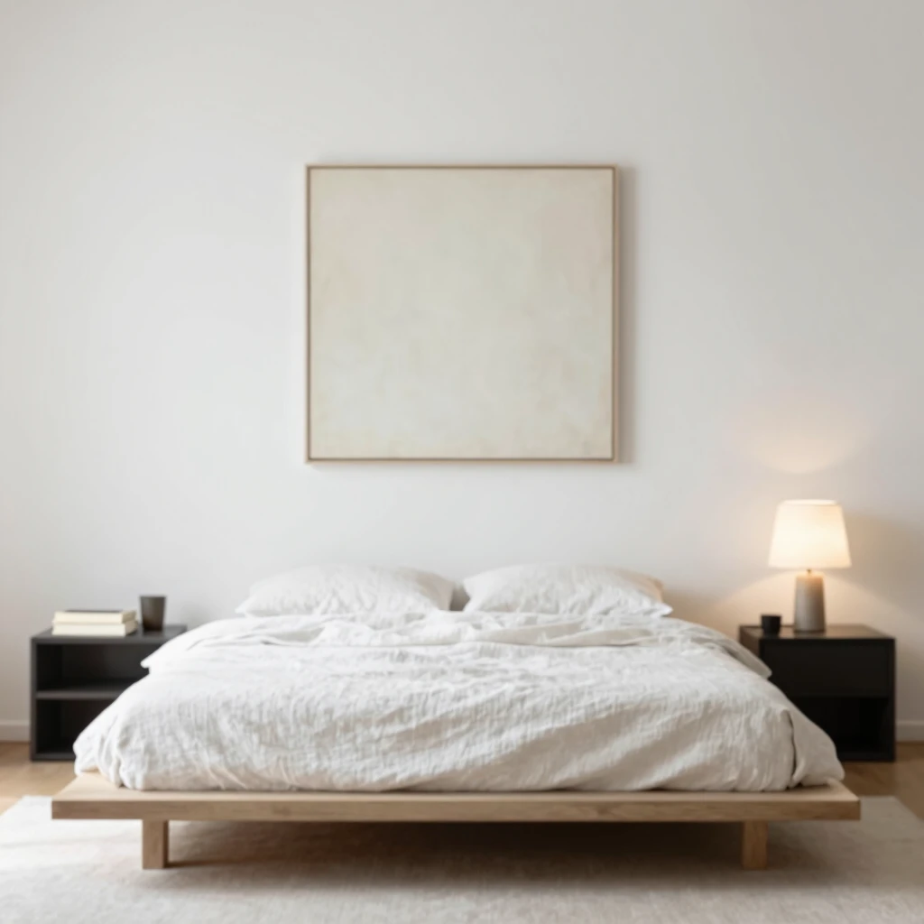 Minimalistisches Schlafzimmer mit viel Ruhe und natürlichem Licht