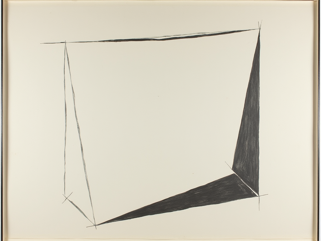 Frank Stellas minimalistisches Gemälde 'Die Fahne Hoch!' mit einfachen geometrischen Formen.