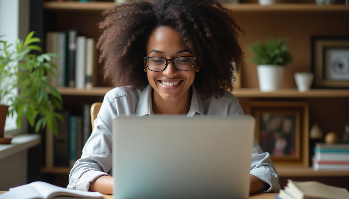 Ein Blogger tippt authentisch auf einem Laptop