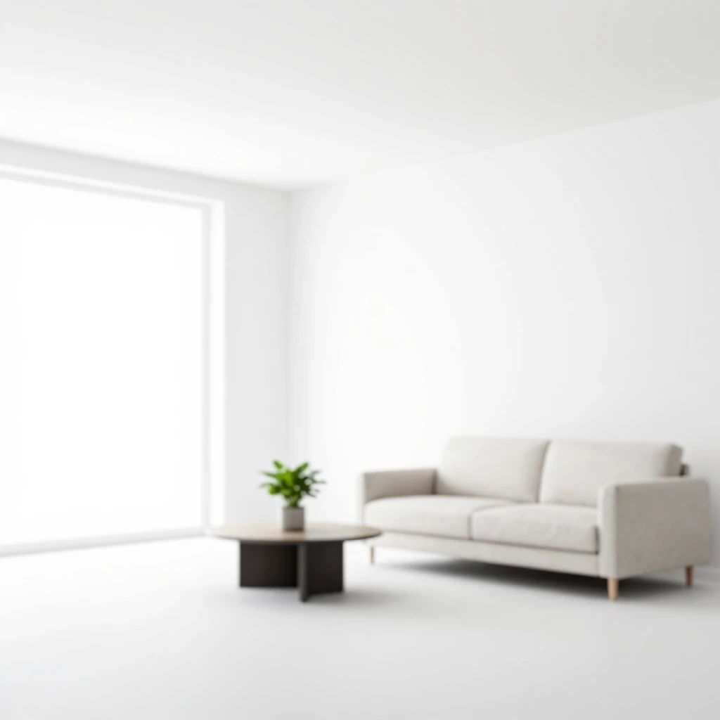 Minimalistisches Wohnzimmer mit klaren Linien und natürlichem Licht